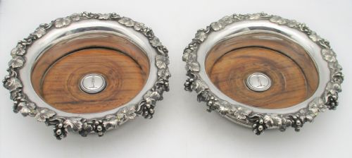 A Fine Pair of Silver Plated Wine Coasters by Elkington & Co