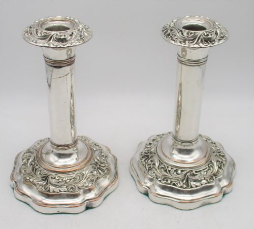 fig 1. A Pair of Old Sheffield Plated Candlesticks c1830