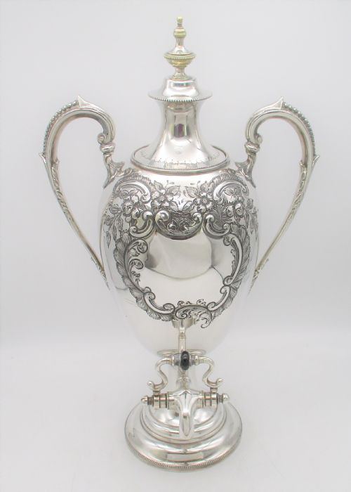 fig 1. Fine Silver Plated Tea Urn by Willis & Sons c1890-1918