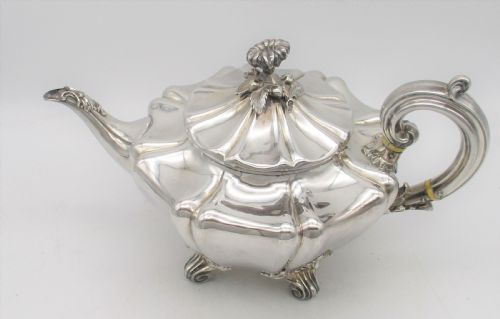 Old Sheffield Plated Tea Pot with Flower Finial by Roberts Smith & Co C1830
