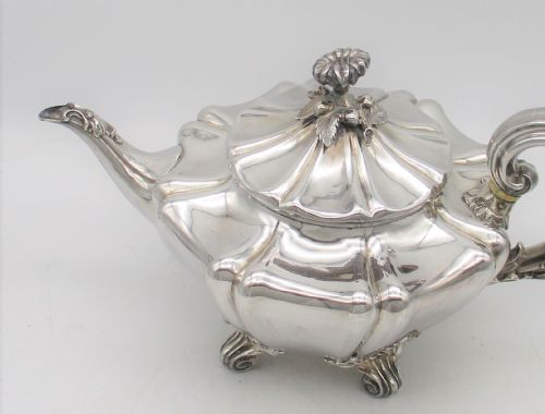 fig 1. Old Sheffield Plated Tea Pot with Flower Finial by Roberts Smith & Co c1830