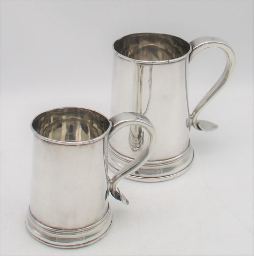 Pair of Old Sheffield Plated Tankards N Smith & Co C1780