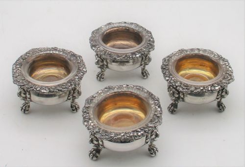 Set of 4 Silver Plated Salts C1860