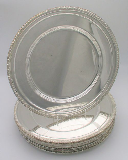 Rare Set of 12 Silver Plated Dinner Plates - 11"