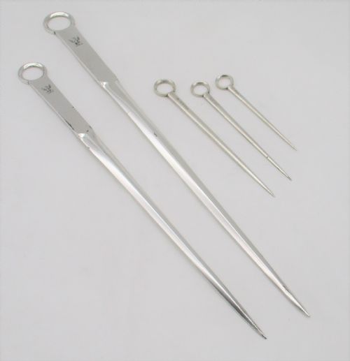 fig 1. A Collection of early 19th Century Close Plated Meat Skewers