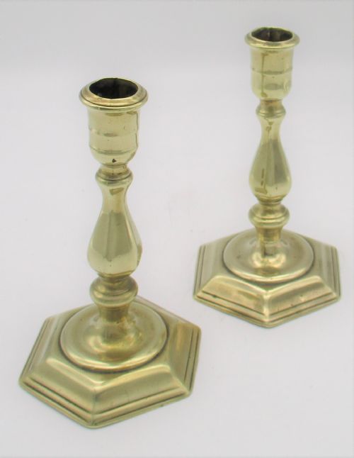 A Fine Pair of Small 18th Century Brass Candlesticks