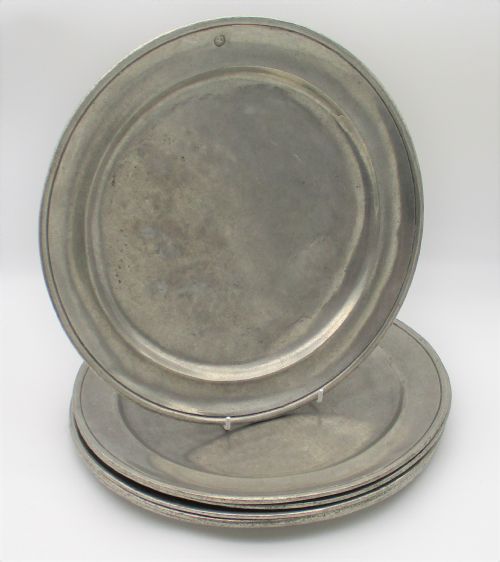 Set of 6 Pewter Chargers / Plates - 12"