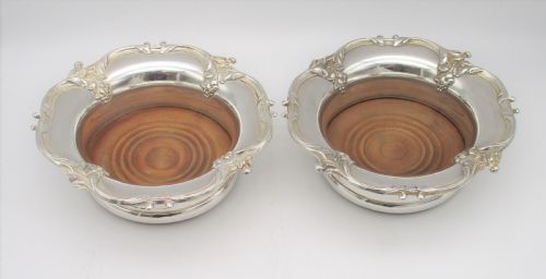 Fine Pair of 19th Century Silver Plated Wine Bottle Coasters