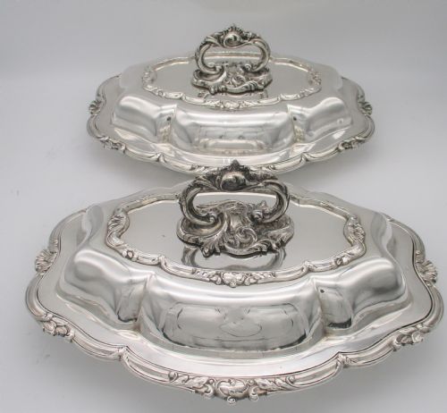Fine Pair of 19th Century Silver Plated Serving Tureens