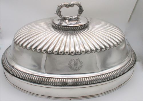 Large Regimental Old Sheffield Plated Meat Dome 21"