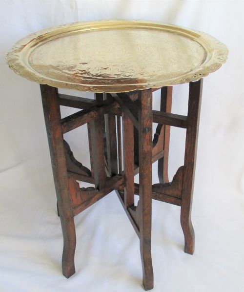 Fine Brass Benares Style Tray Top Folding Table