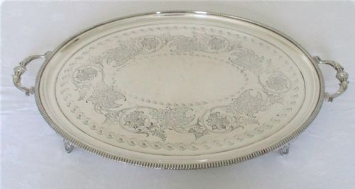 Very Large Ornate 19th Century Silver Plated Butler's Tray