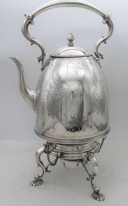 fig 1. An Elkington & Co Silver Plated Spirit Kettle