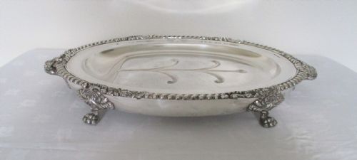 Very Large Old Sheffield Plated Meat Dish / Draining Dish 25"