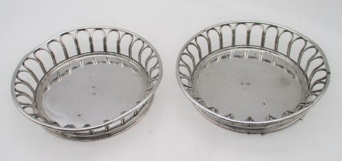 Late 18th Century French Pair of Old Sheffield Plated Wirework Coasters
