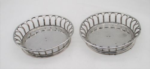 fig 1. Late 18th Century French Pair of Old Sheffield Plated Wirework Coasters