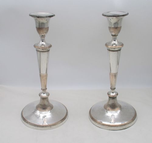 A Fine Pair of Old Sheffield Plated Candlesticks C1800