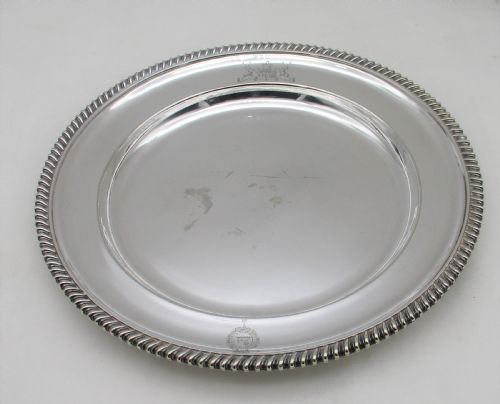 Silver Plated Armorial Dish / Plate by G Collis