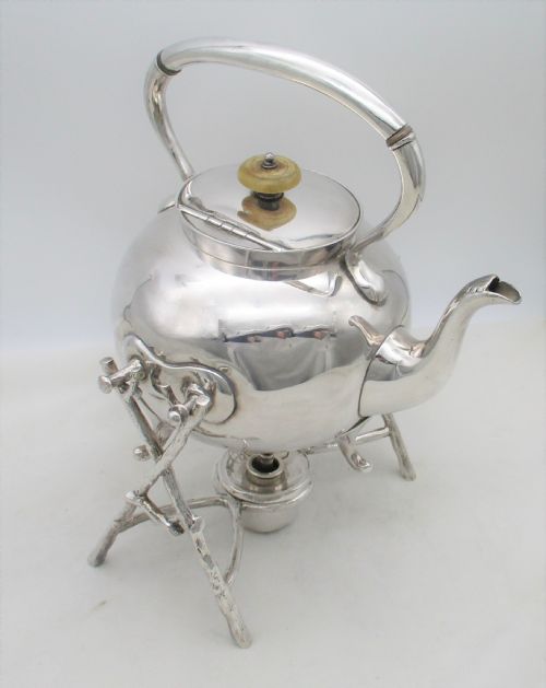 Fine Silver Plated Aesthetic Movement Spirit Kettle by Deakin & Sons