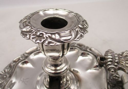 19TH CENTURY SILVER PLATED CHAMBER CANDLESTICK WITH CREST - ADDITIONAL PHOTO 8