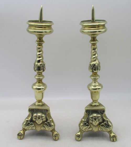 Pair of 19th Century Brass Pricket Candlesticks