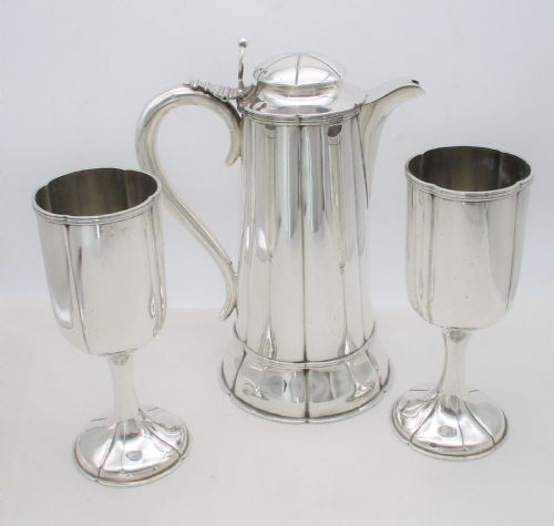 Late 19th Century Silver Plated Flagon & Goblets