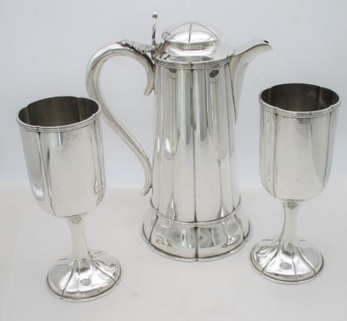 fig 1. Late 19th Century Silver Plated Flagon & Goblets