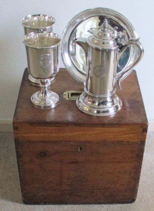 Fine 19th Century Boxed Silver Plated Communion Set