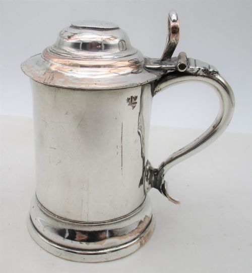 Small 18th Century Irish Old Sheffield Plated Lidded Tankard