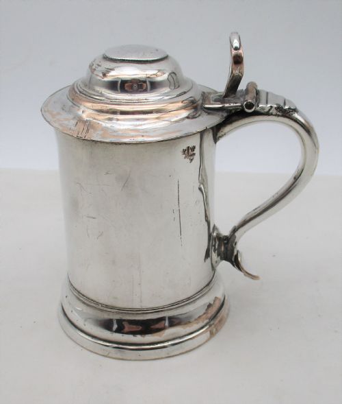 fig 1. Small 18th Century Irish Old Sheffield Plated Lidded Tankard