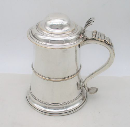 Fine 18th Century Old Sheffield Plated Quart Lidded Tankard