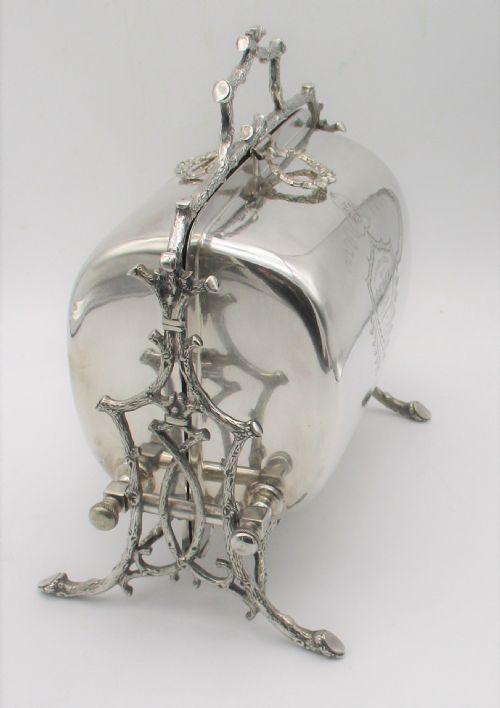 fig 1. Rare 19th Century Silver Plated Folding Biscuit Box
