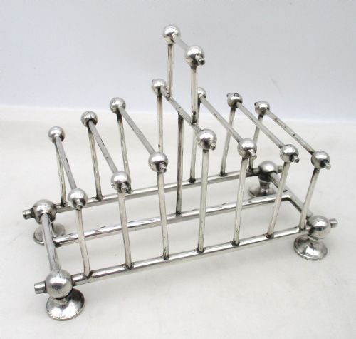 Rare Modernist Late 19th Century Silver Plated Toast Rack