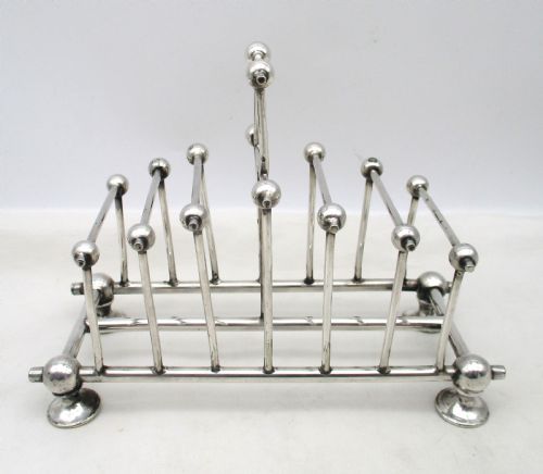 fig 1. Rare Modernist Late 19th Century Silver Plated Toast Rack
