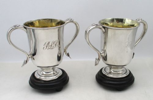 fig 1. Rare Pair of Old Sheffield Plated Loving Cups