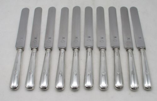 Set of 10 Silver Handled Dinner Knives - Sheffield 1927