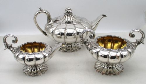 fig 1. Fine Old Sheffield Plated Pumpkin Shaped Tea Set