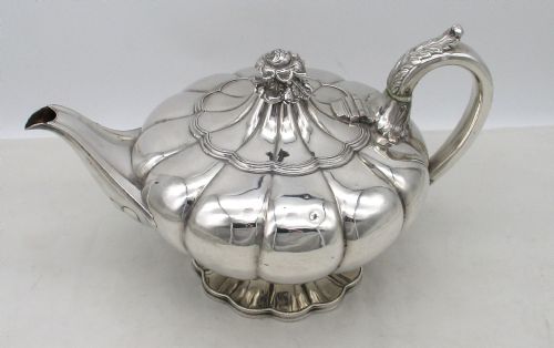 fig 2. Fine Old Sheffield Plated Pumpkin Shaped Tea Set