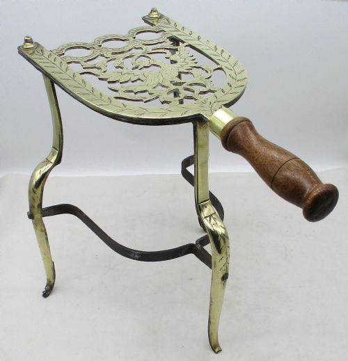 Tall Fine Georgian Brass Fire Side Trivet