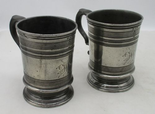 Good Pair of 19th Century Pewter Pint Tankards
