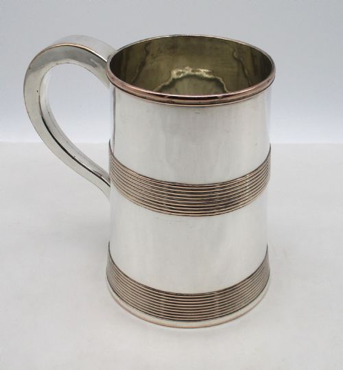 Fine Old Sheffield Plated Tankard with Glass Bottom
