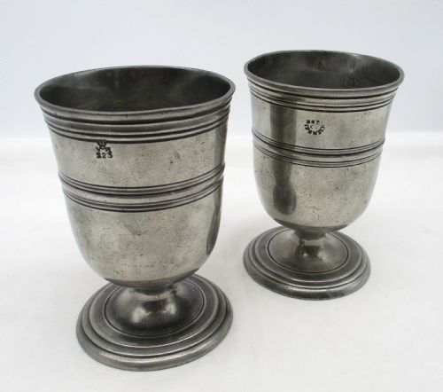 Pair of 19th Century Pewter Beakers - Ipswich Mark