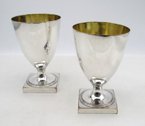 fig 1. Rare Pair of Old Sheffield Plated Cider / Beer Goblets 