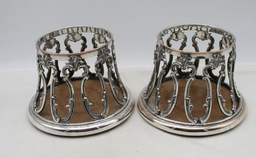 Unusual Pair of Old Sheffield Plated Wine Bottle Coasters