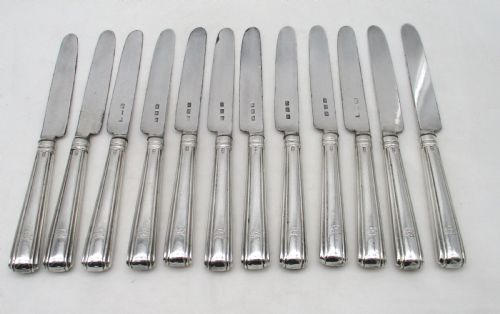 Set of 12 Silver Handled Dessert Knives 1812 - Moses Brent