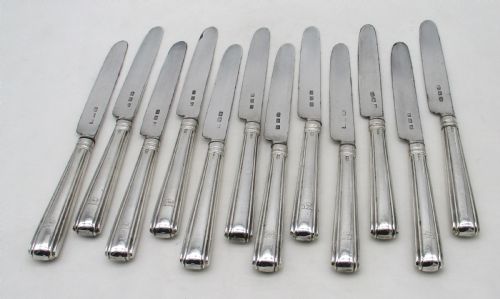 fig 1. Set of 12 Silver Handled Dessert Knives 1812 - Moses Brent
