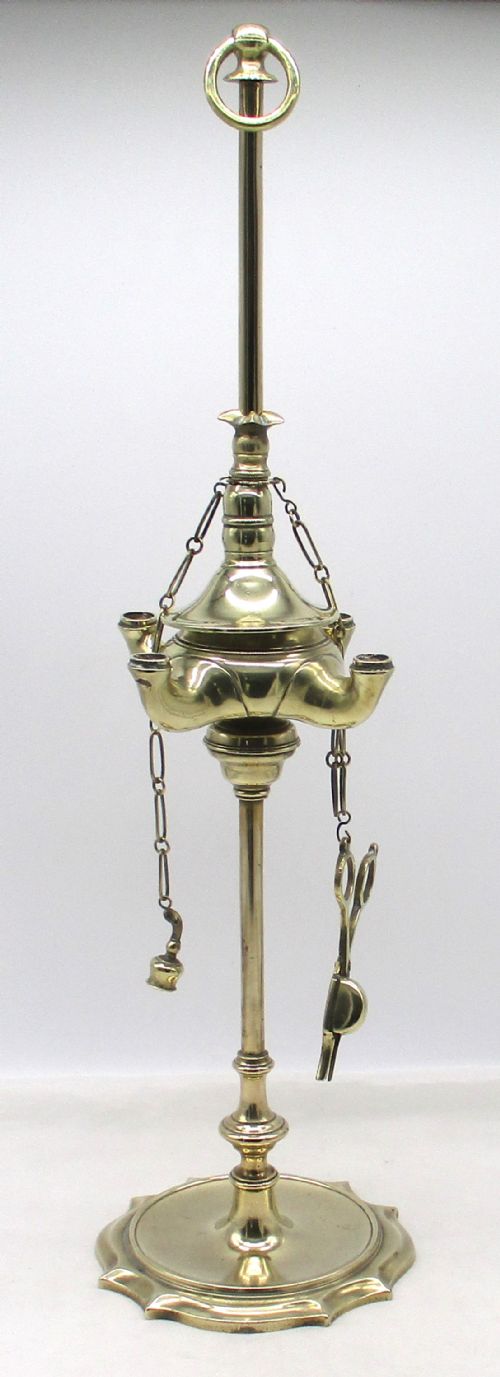 Fine 19th Century Brass Lucerne Whale Oil Lamp