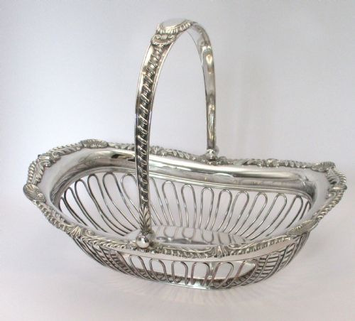 Small Fine Old Sheffield Plated Wirework Basket