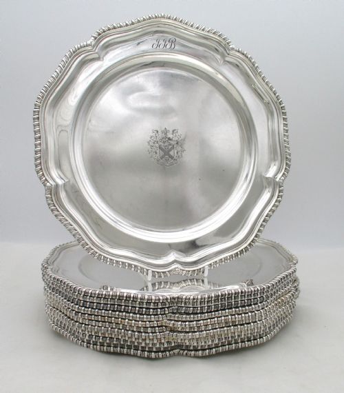 Rare Set of 12 Old Sheffield Plated Dinner Plates