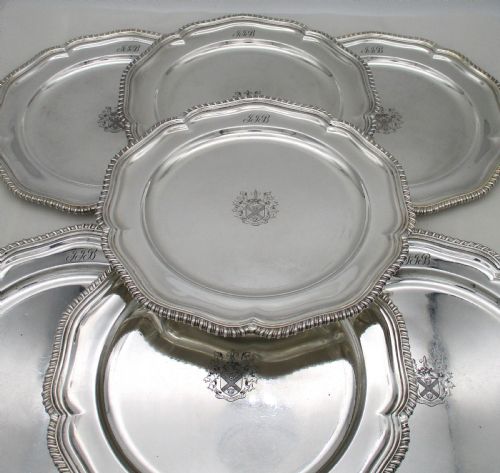 fig 1. Rare Set of 12 Old Sheffield Plated Dinner Plates